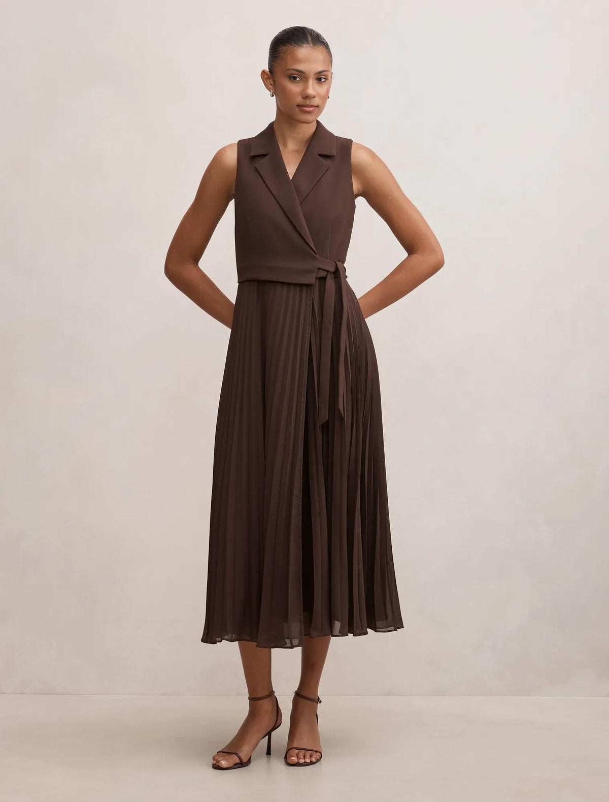Chelsea 2-in-1 Wrap Midi Dress Chocolate Freckle