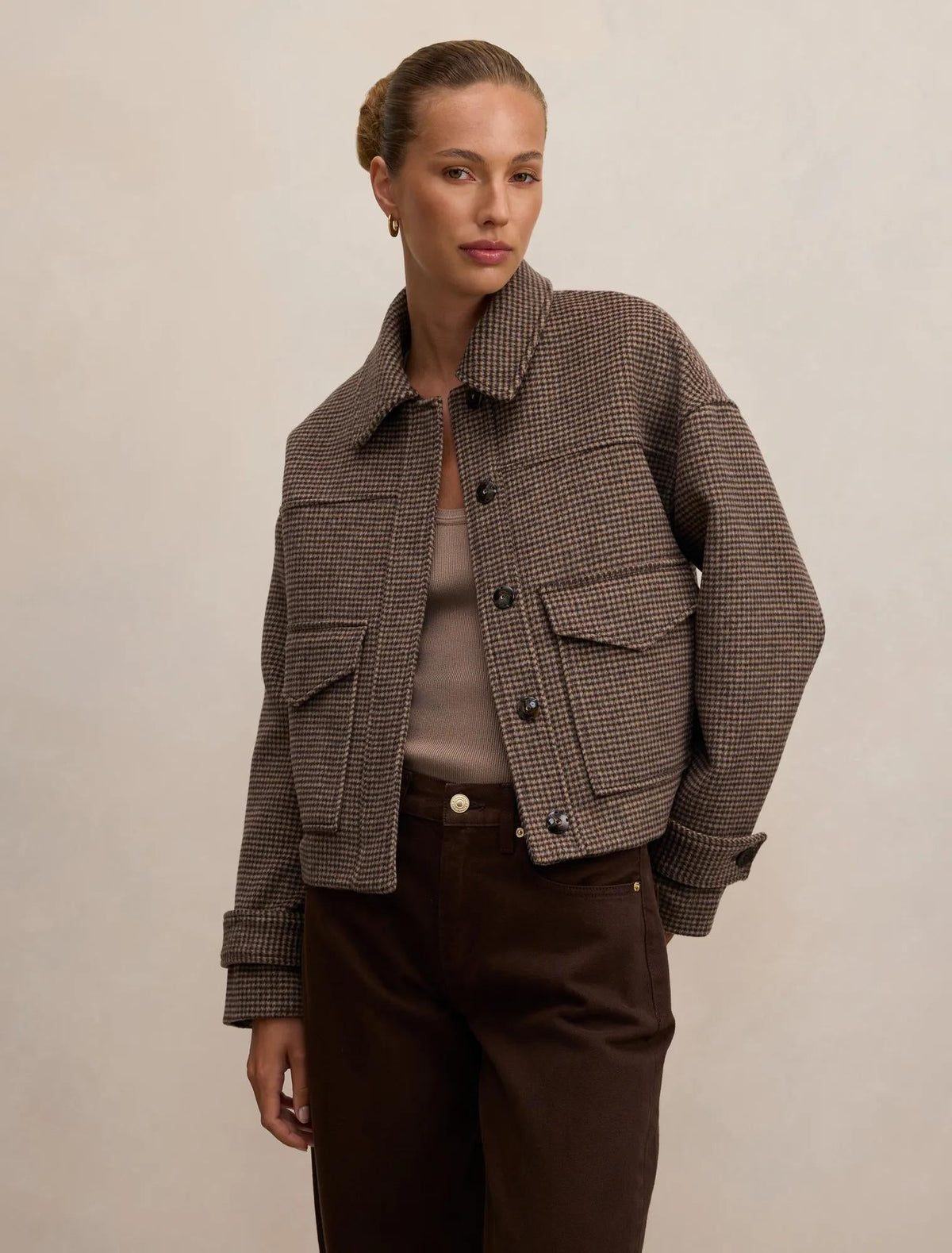 Kaylee Check Cropped Jacket Micro Check