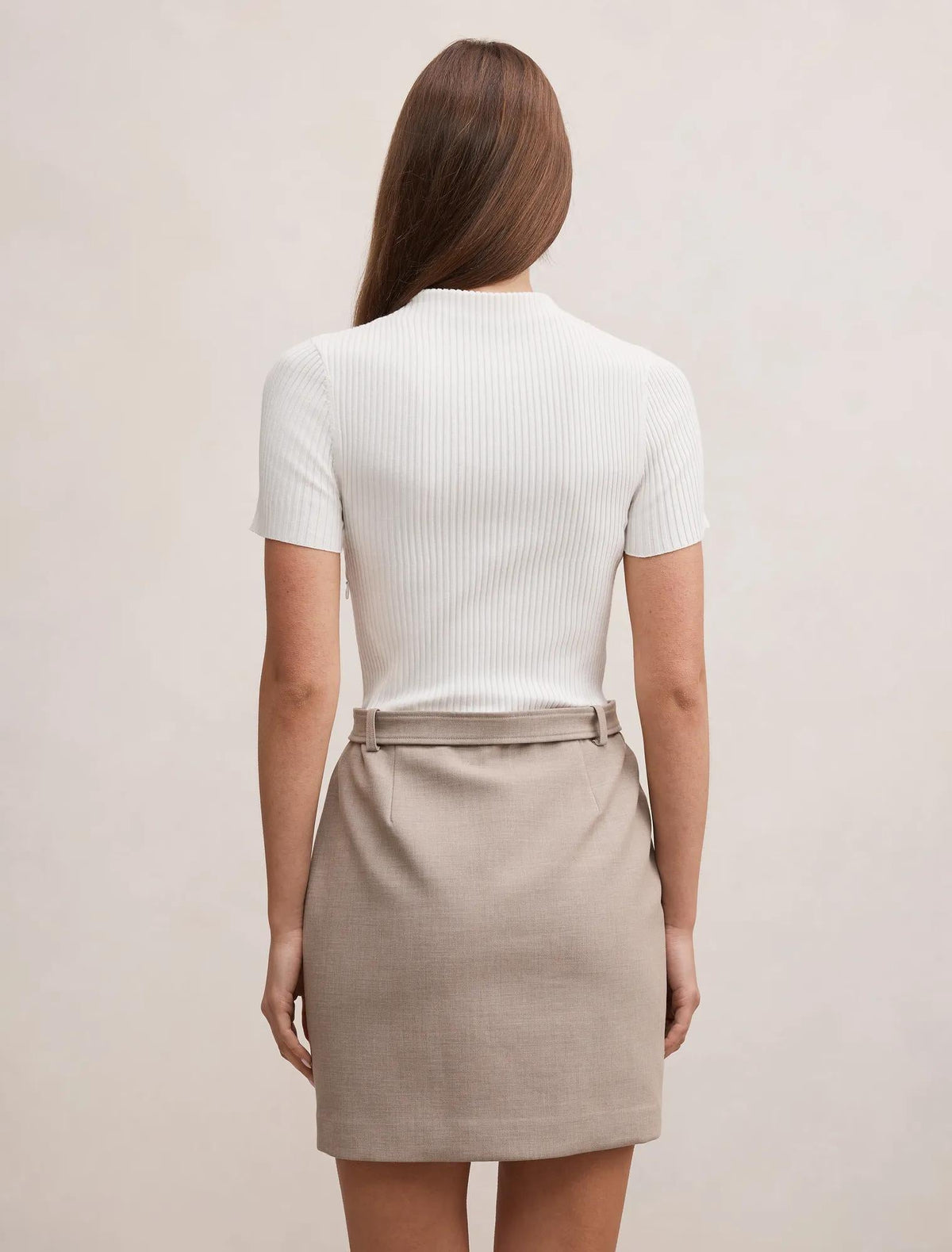 Maya Woven Mixed Mini Dress Neutral Set