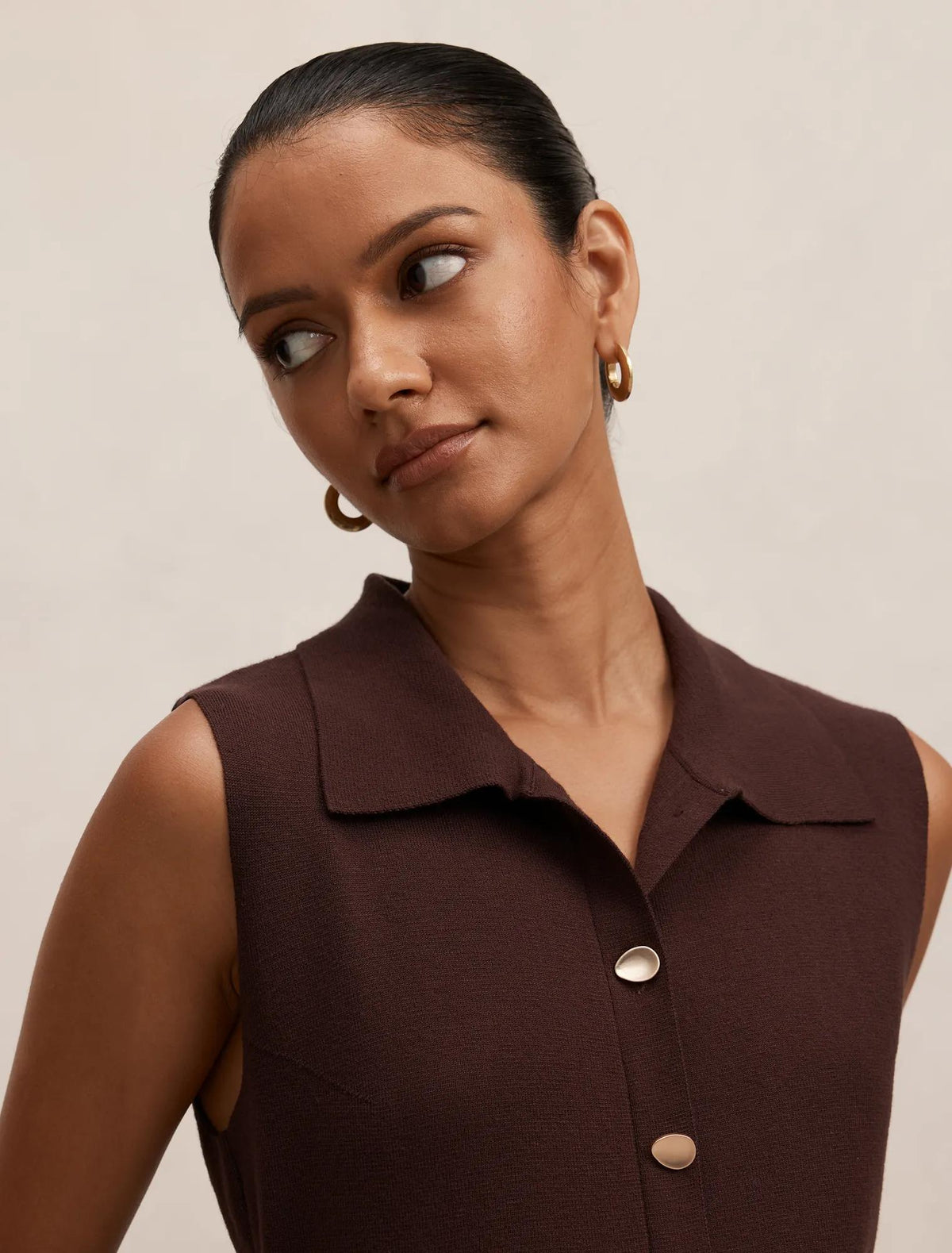 Chelsea Petite Pleat Mixed Midi Dress Chocolate