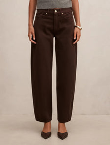 Emma Mid Rise Barrel Jeans Chocolate