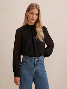 Deja Sheer Blouse Black