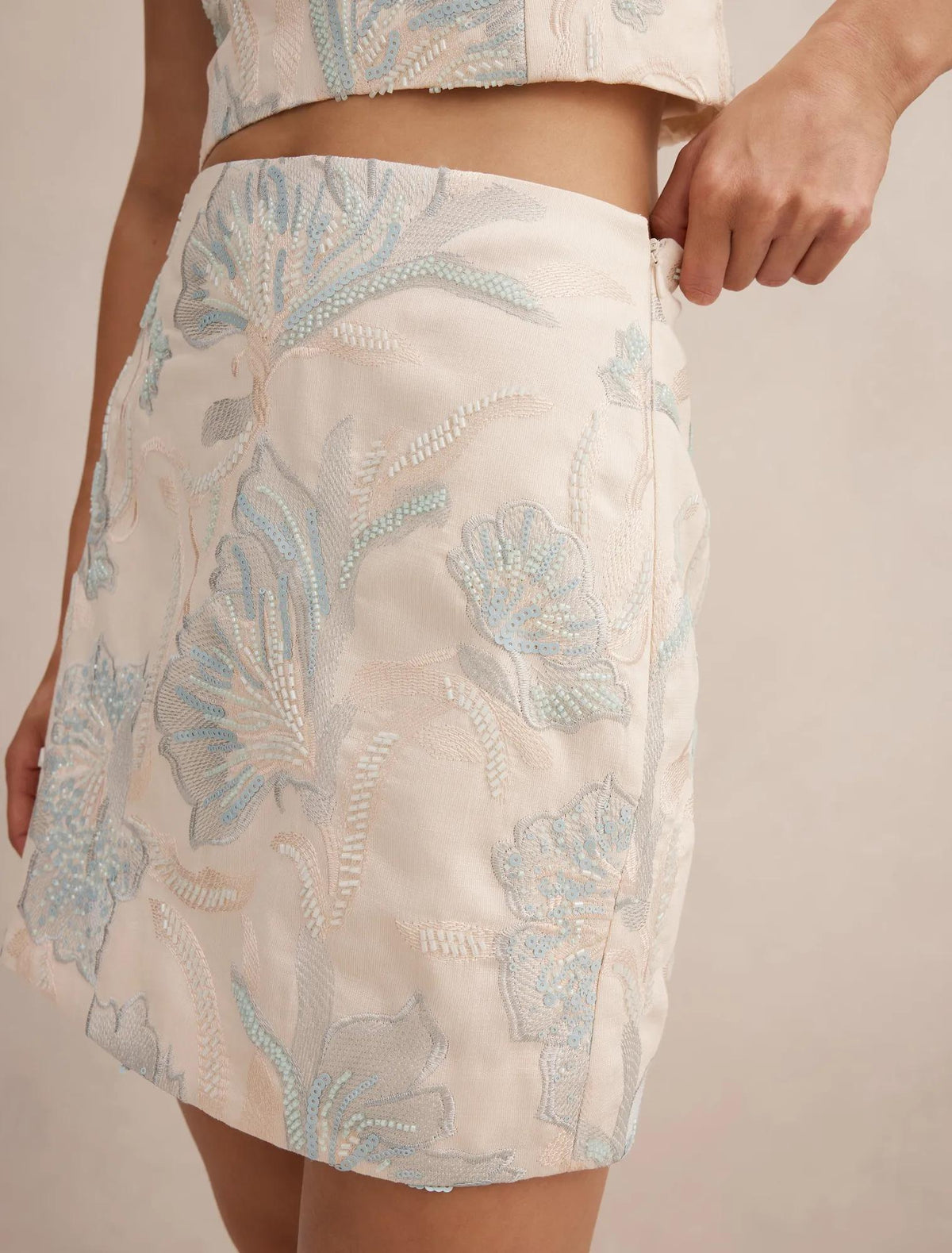 Calliope Embellished Mini Skirt Blue Co-Ord