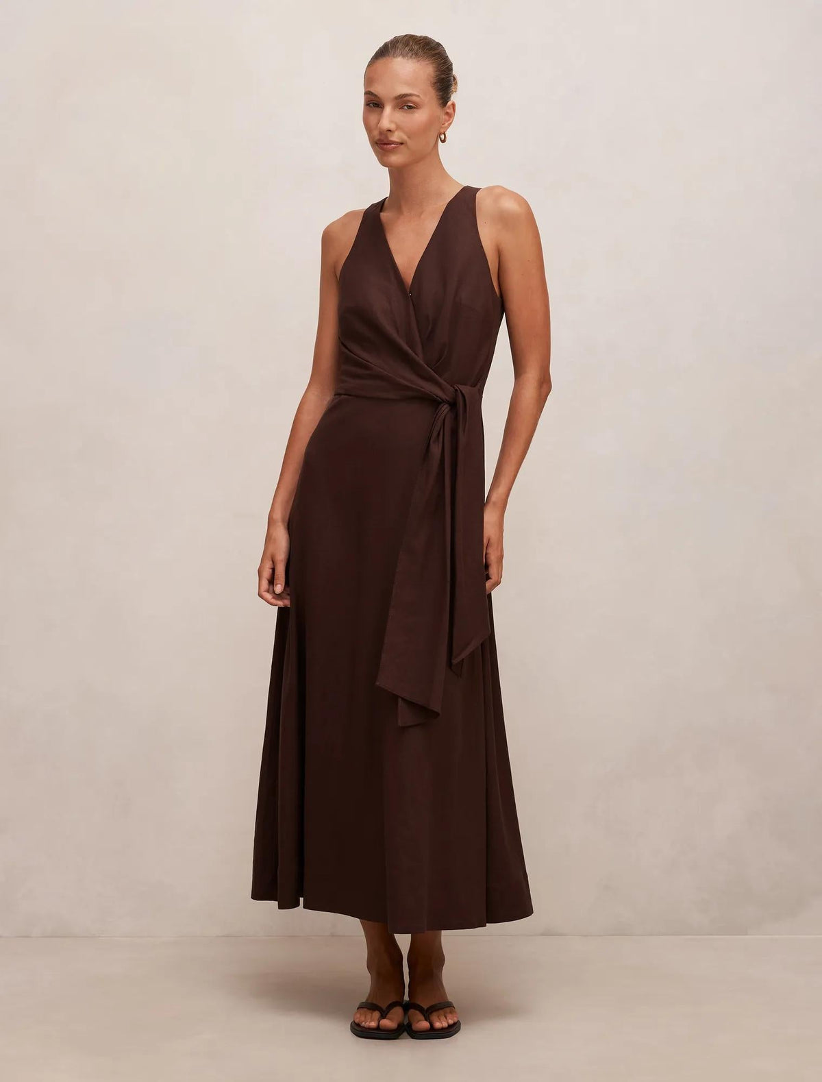 Zoey Halter Tie Midi Bitter Chocolate
