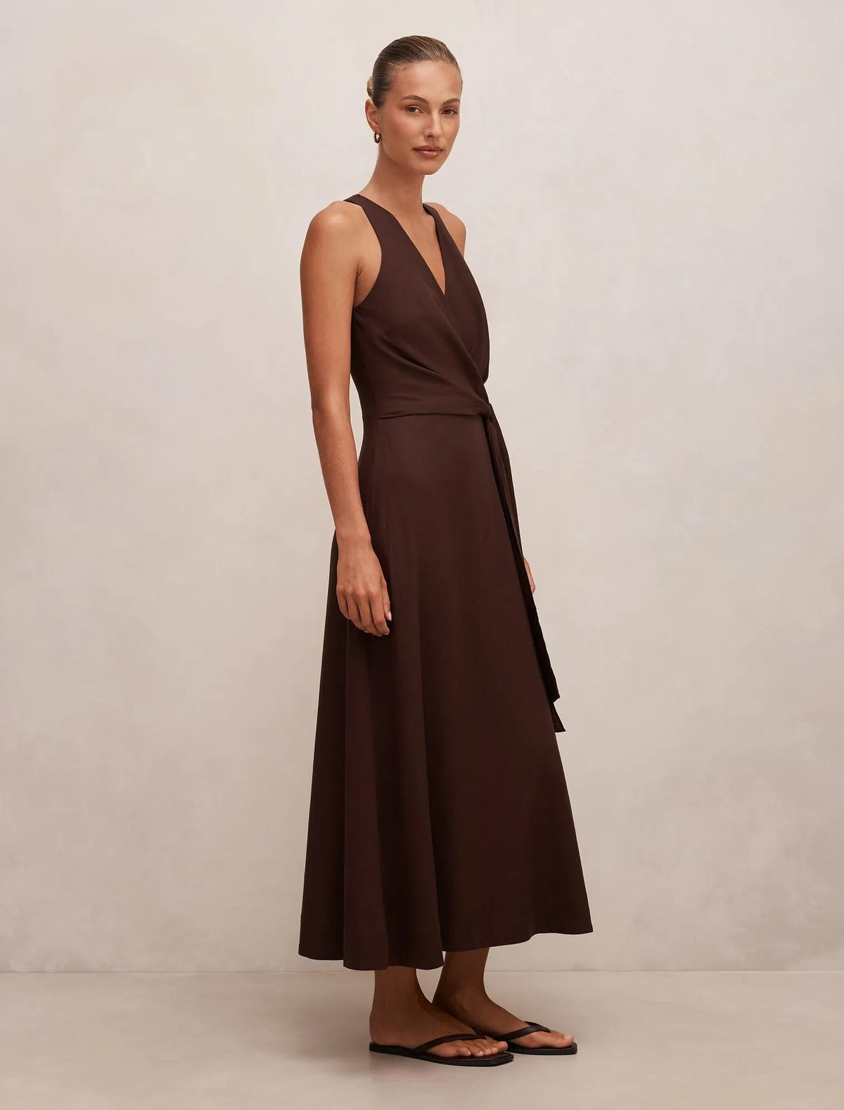 Zoey Halter Tie Midi Bitter Chocolate