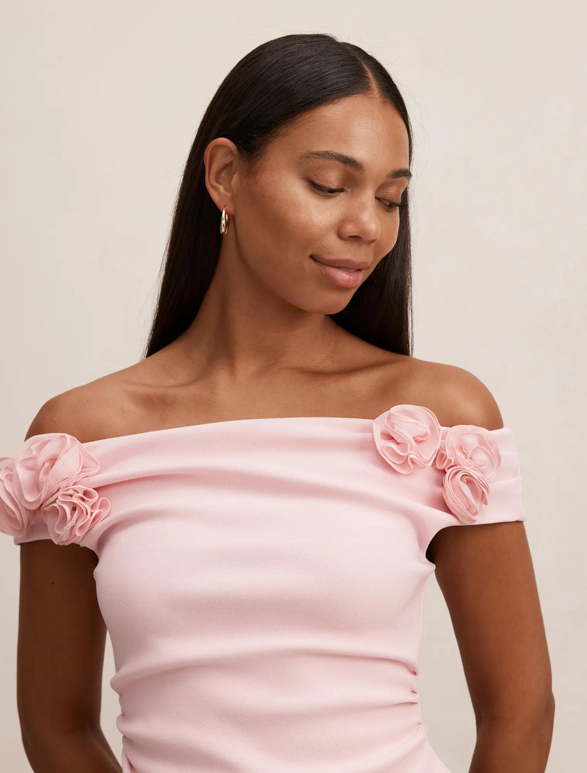 Cara Rosette Bardot Top Pink Sorbet