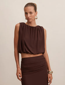 Sutton Sleeveless Bubble top Milk Chocolate co-ord