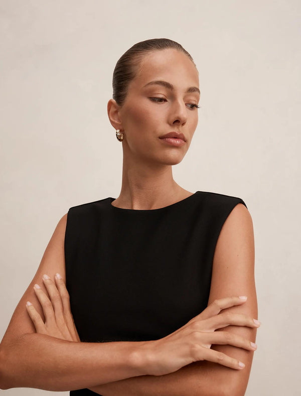 Emilia 2-in-1 Pleated Midi Dress Black