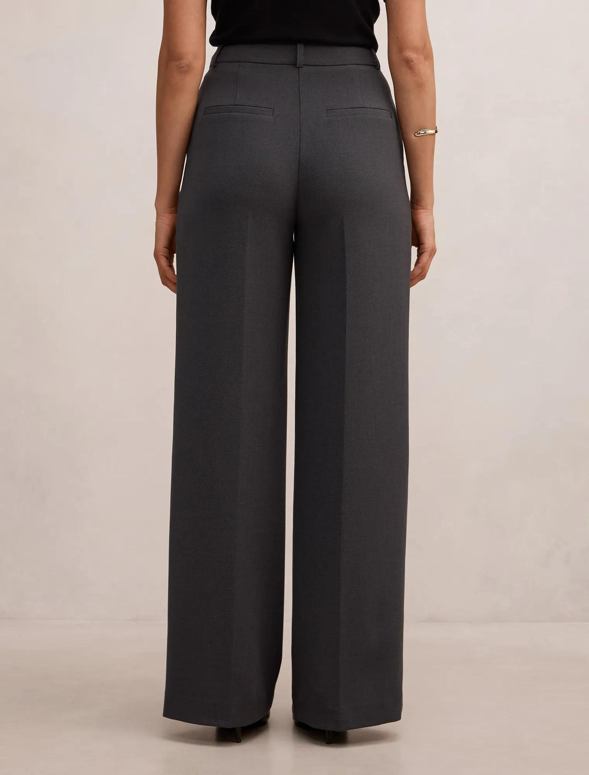 Eva Pleat Wide Leg Pants Charcoal Grey