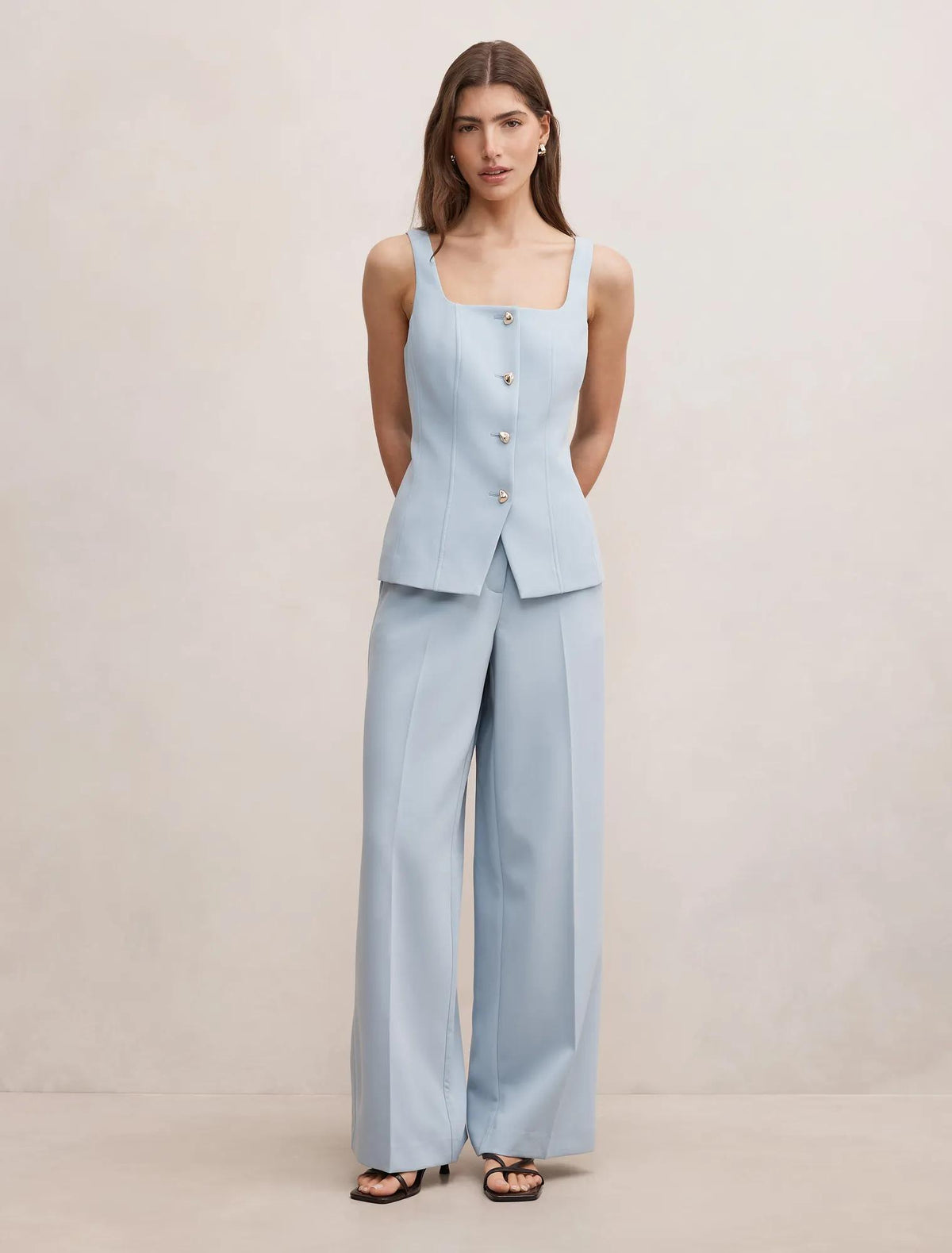 Lee Square Neck Waistcoat Sky Blue Suit