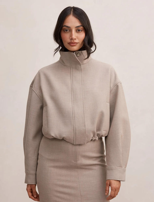Maya Funnel Neck Jacket Neutral Set