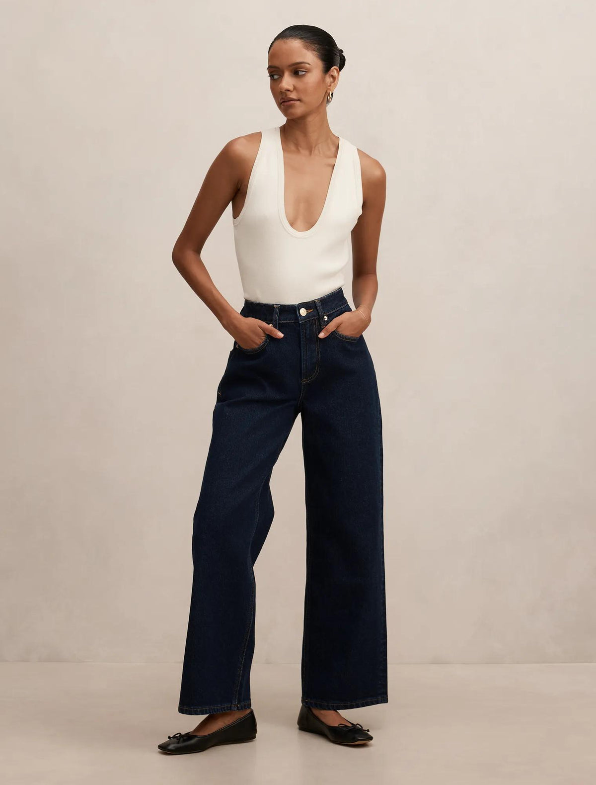 Nicki Petite Mid Rise Straight Jean Dark Indigo