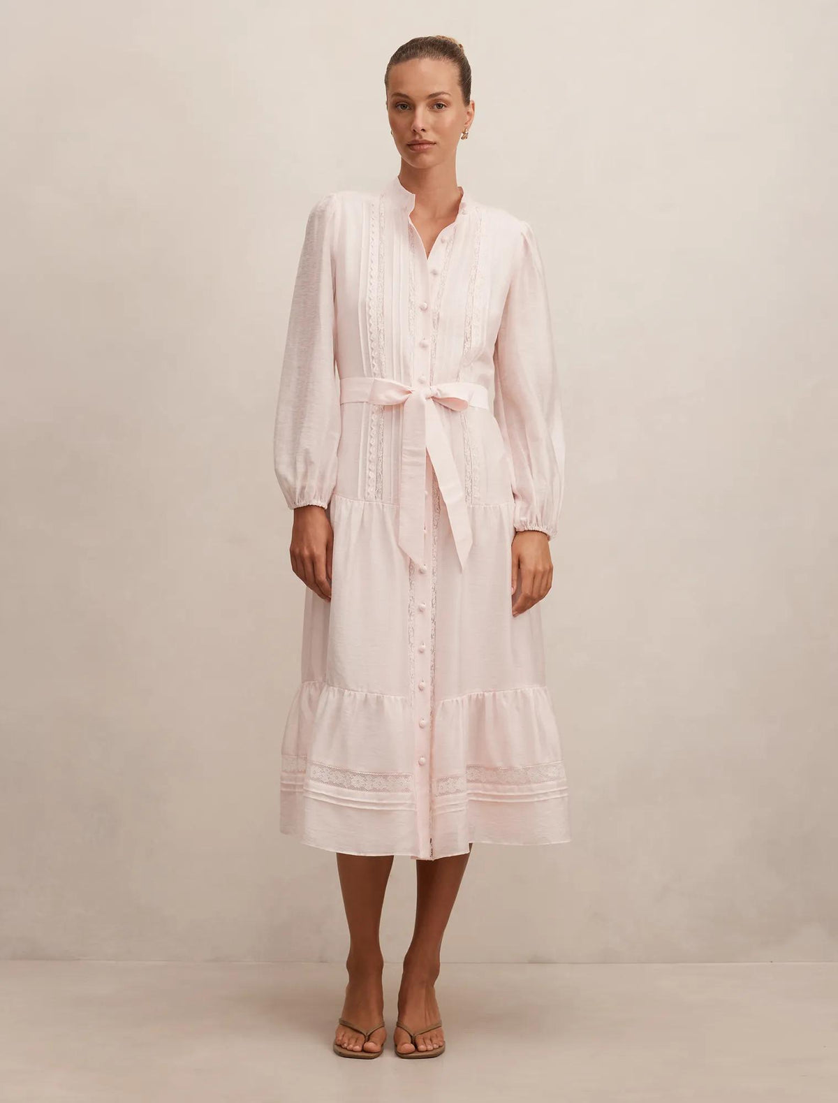 Rachel Lace Trim Midi Dress Rosewater