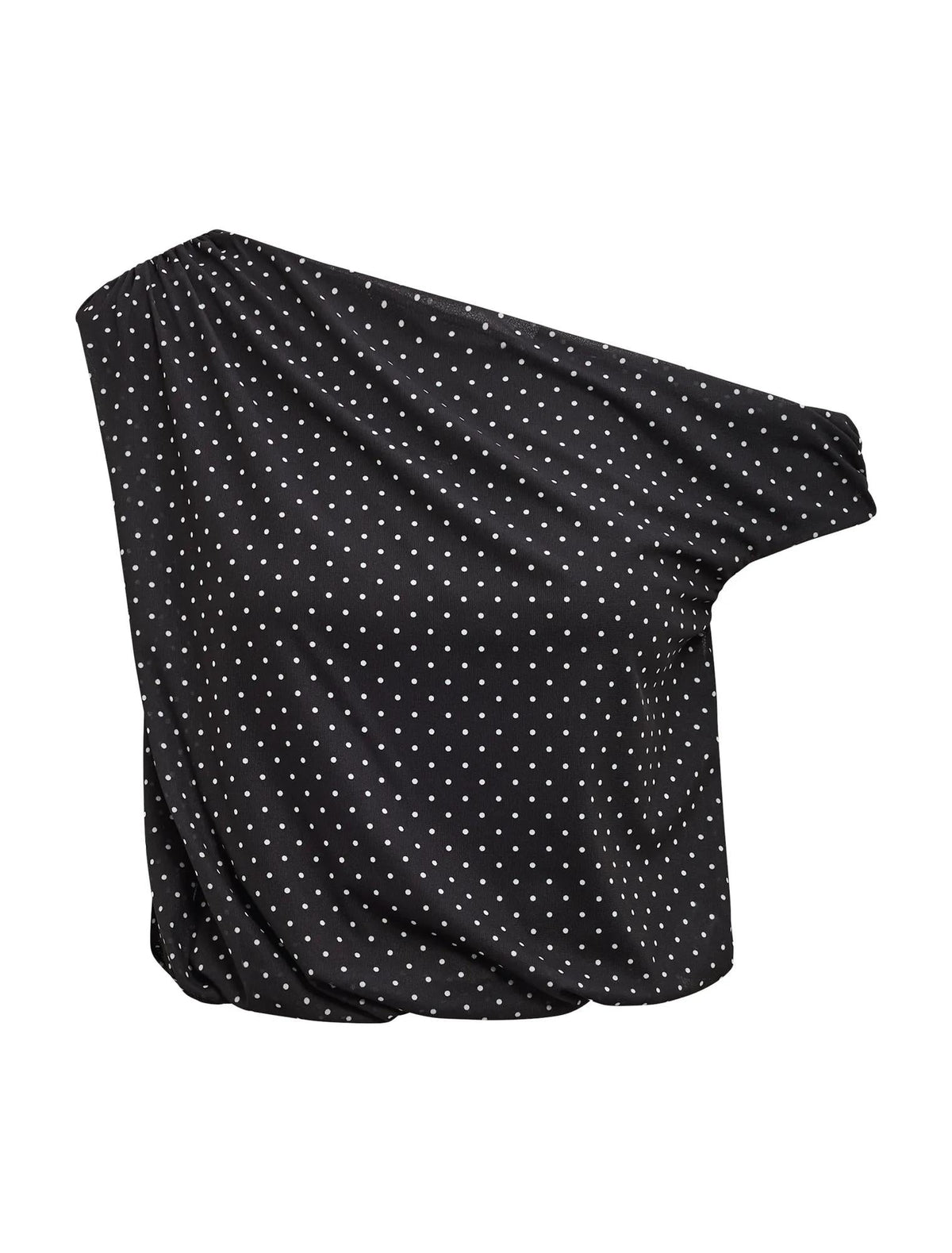 Mila Tipped Shoulder Drape Top Black Elstone Spot co-ord