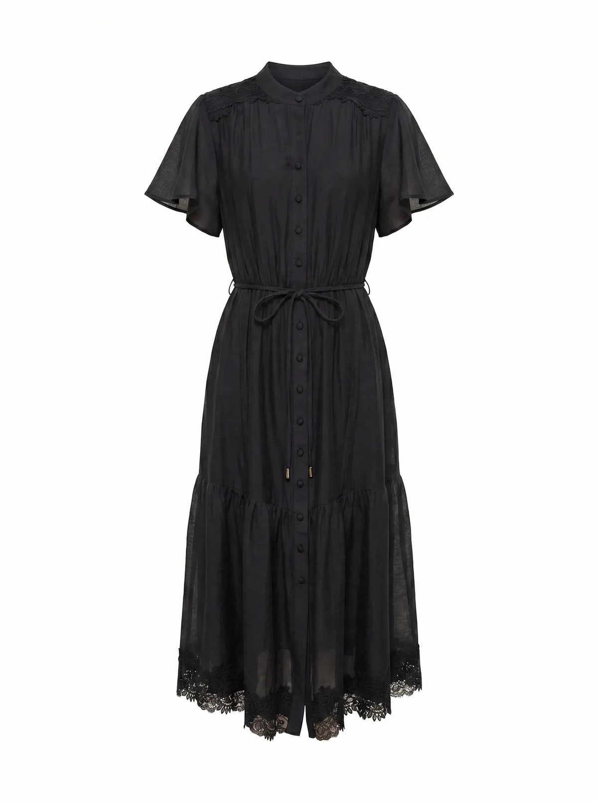 Harriet Petite Lace Midi Dress Navy_mannequin