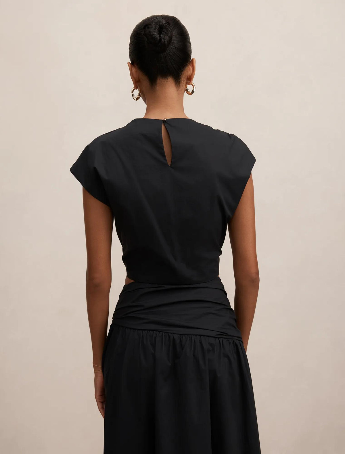 Dottie Petite Draped Hardware Top Black Co-Ord