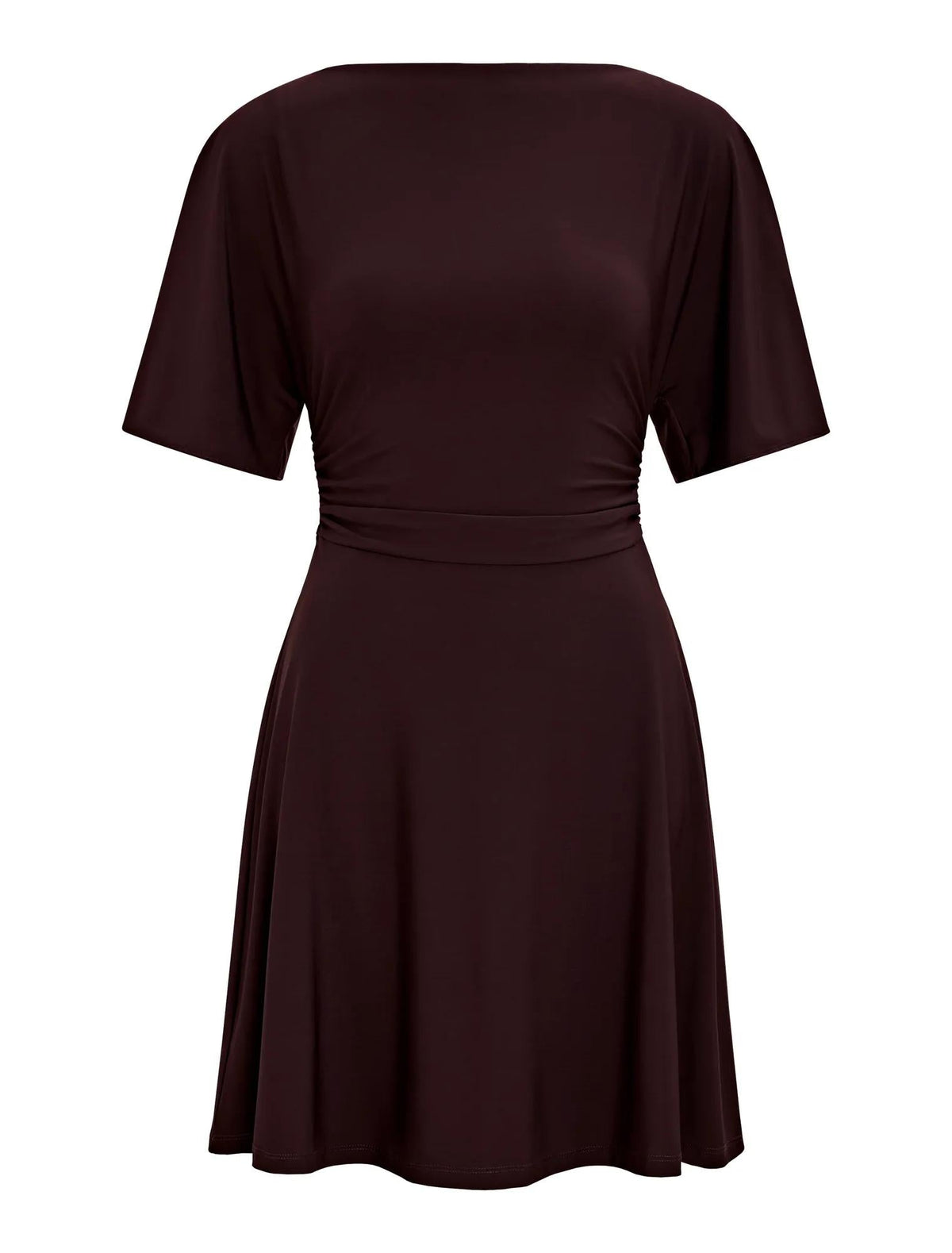 Cora Flutter Sleeve Tie Mini Dress Dark Chocolate