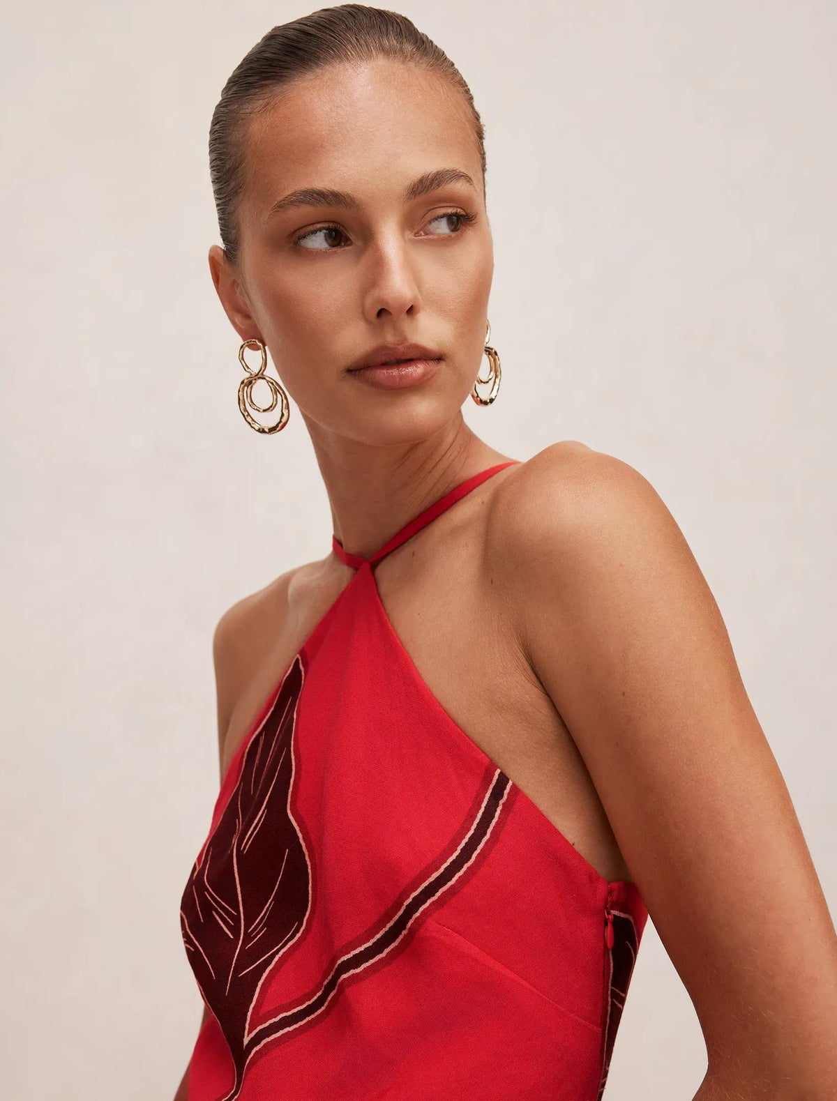Nova Arrow Neck Maxi Dress Red Dryden
