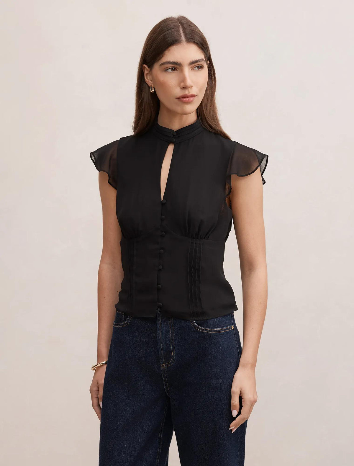 Eden Keyhole Blouse Black