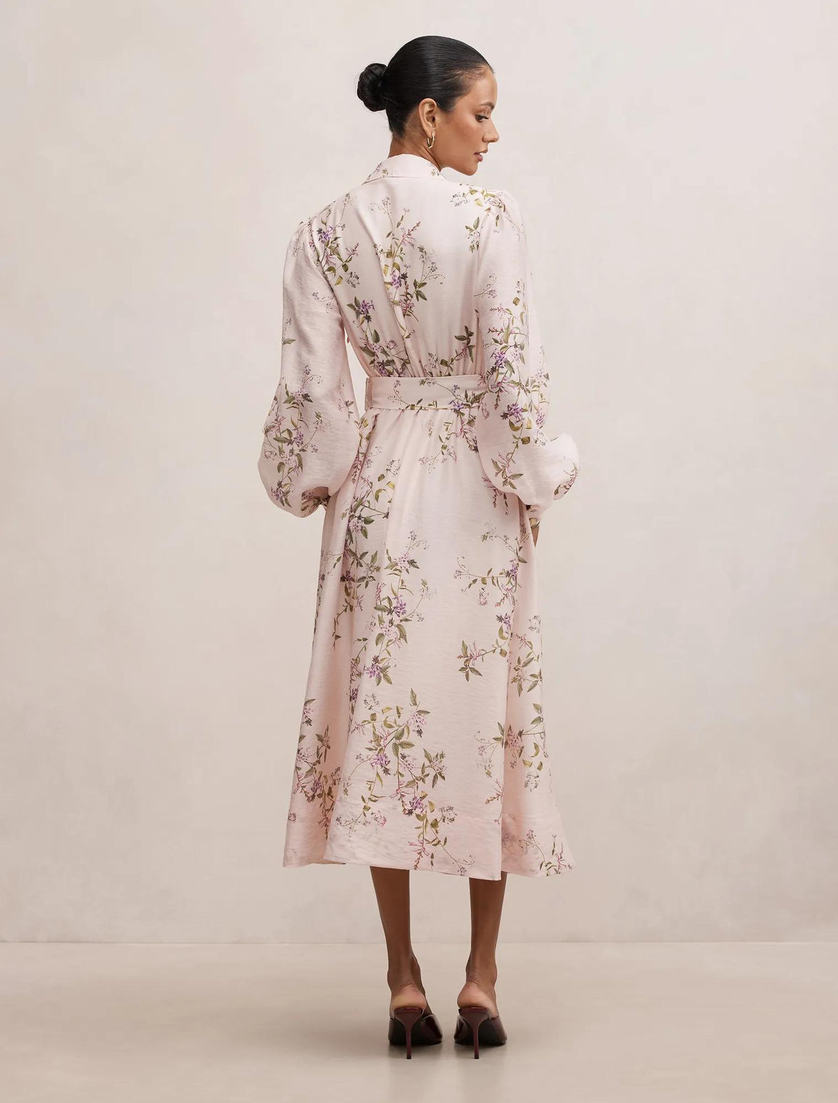 Hazel Petite Shirt Midi Dress Pink Glade Floral