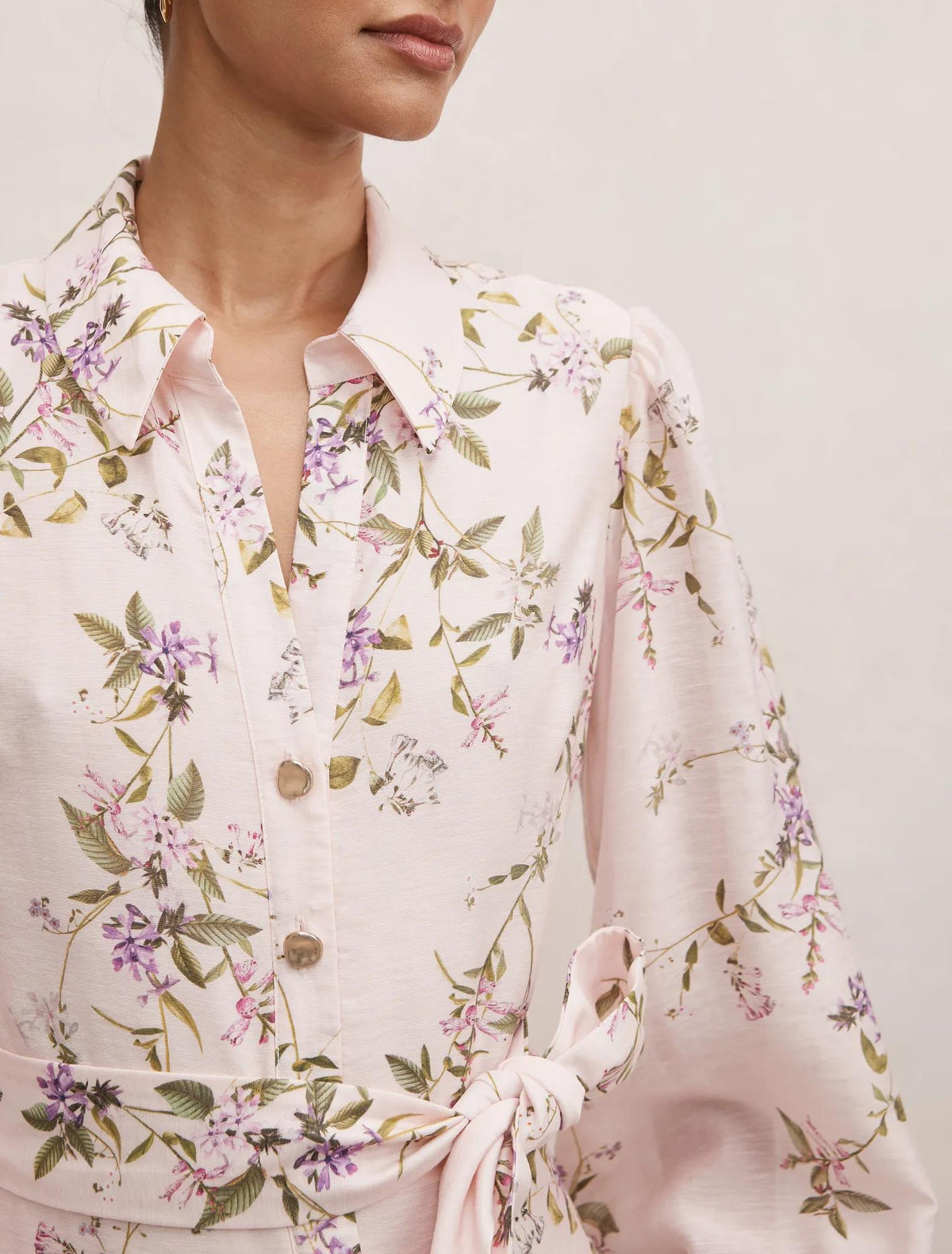 Hazel Petite Shirt Midi Dress Pink Glade Floral