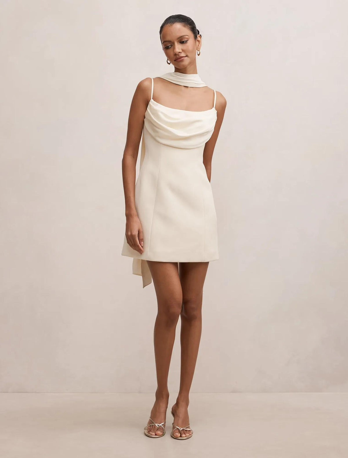 Darcy Petite Scarf Mini Dress Cannoli Cream