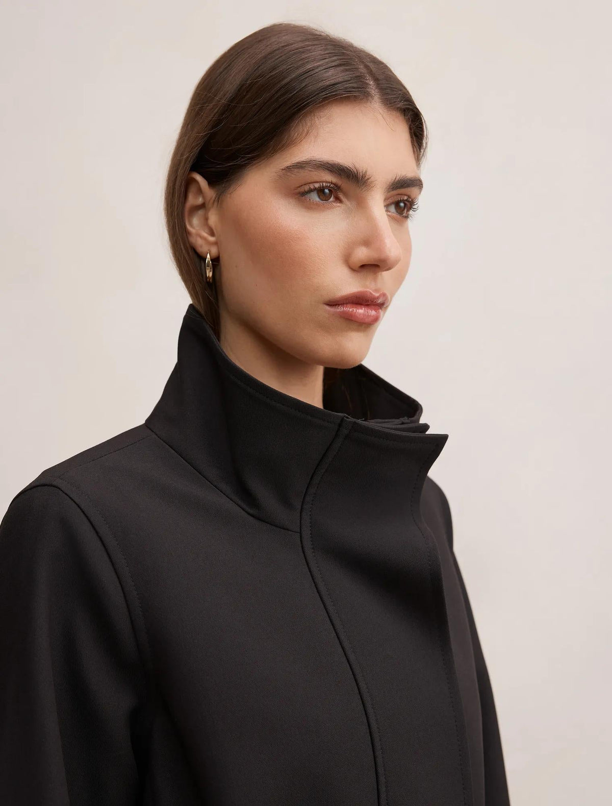 Florence Funnel Neck Trench Black