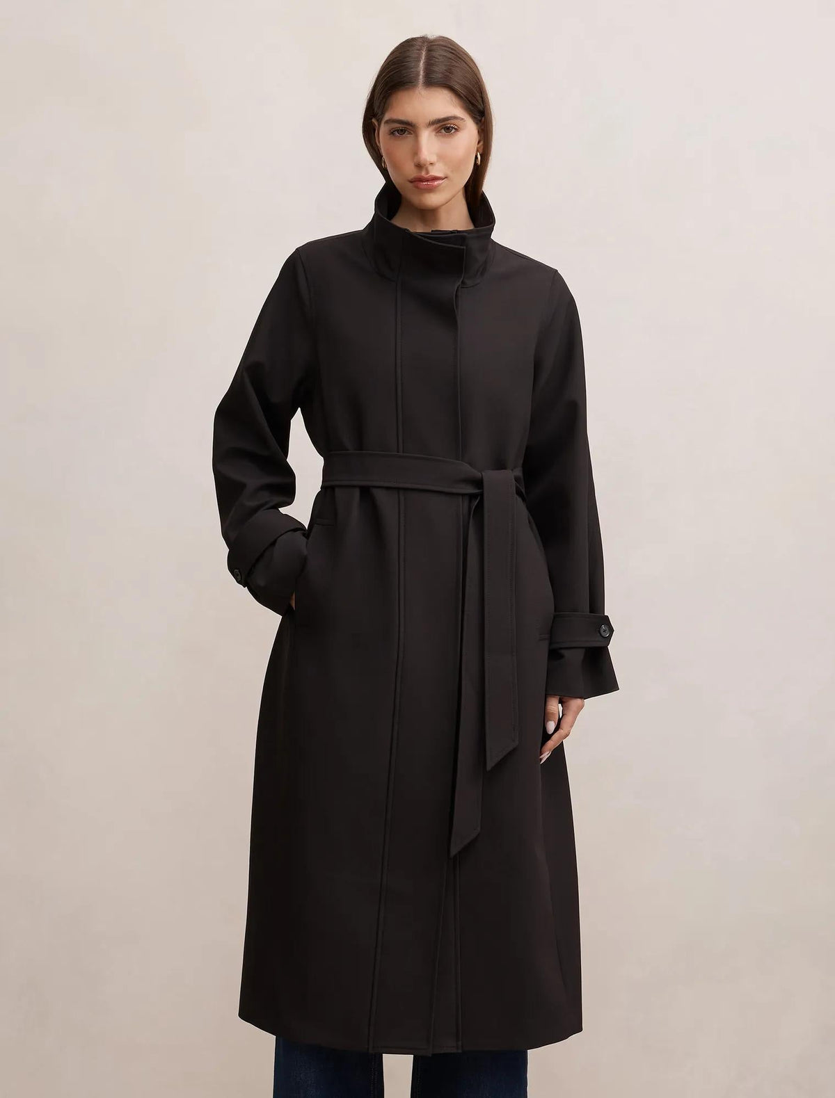Florence Funnel Neck Trench Black