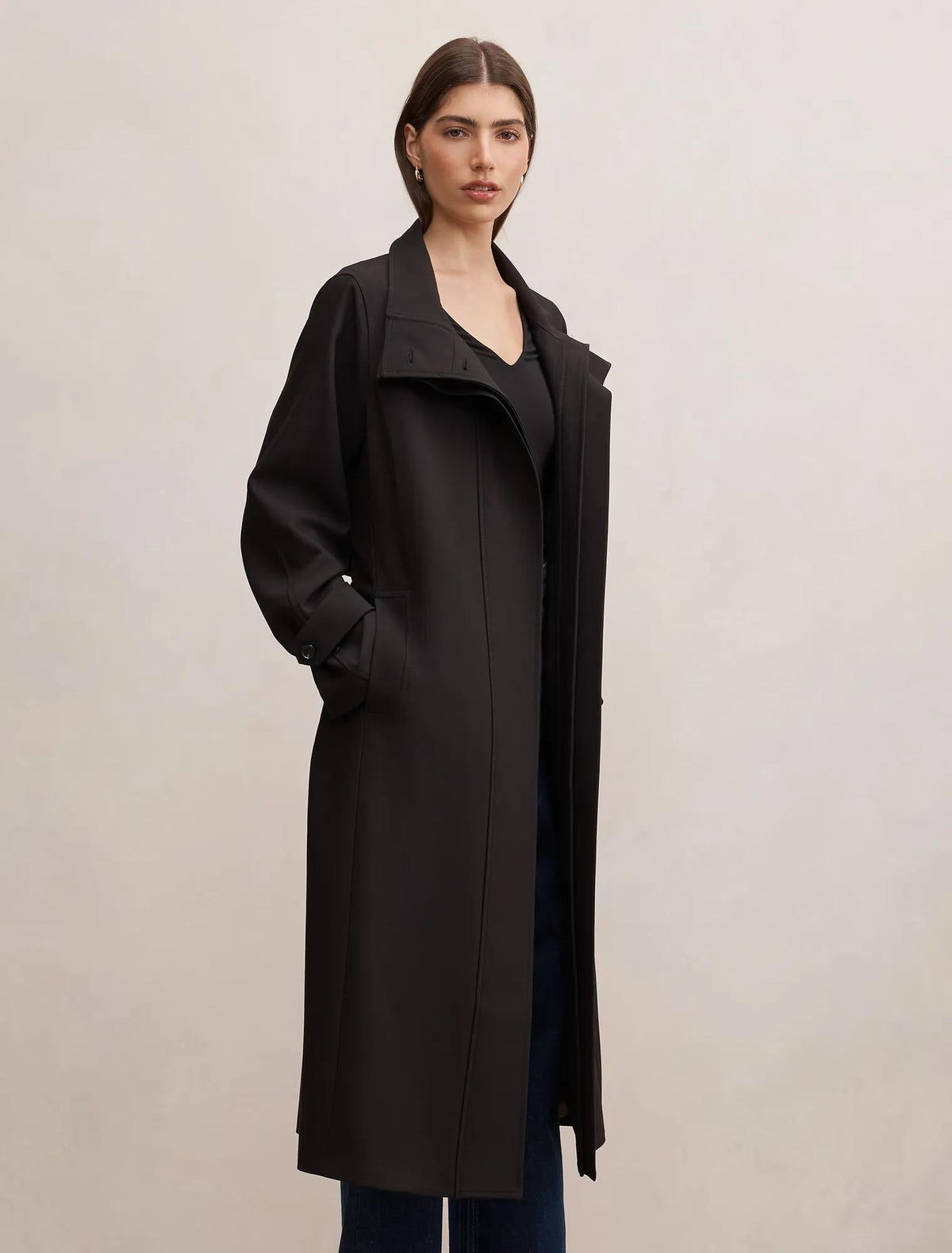Florence Funnel Neck Trench Black