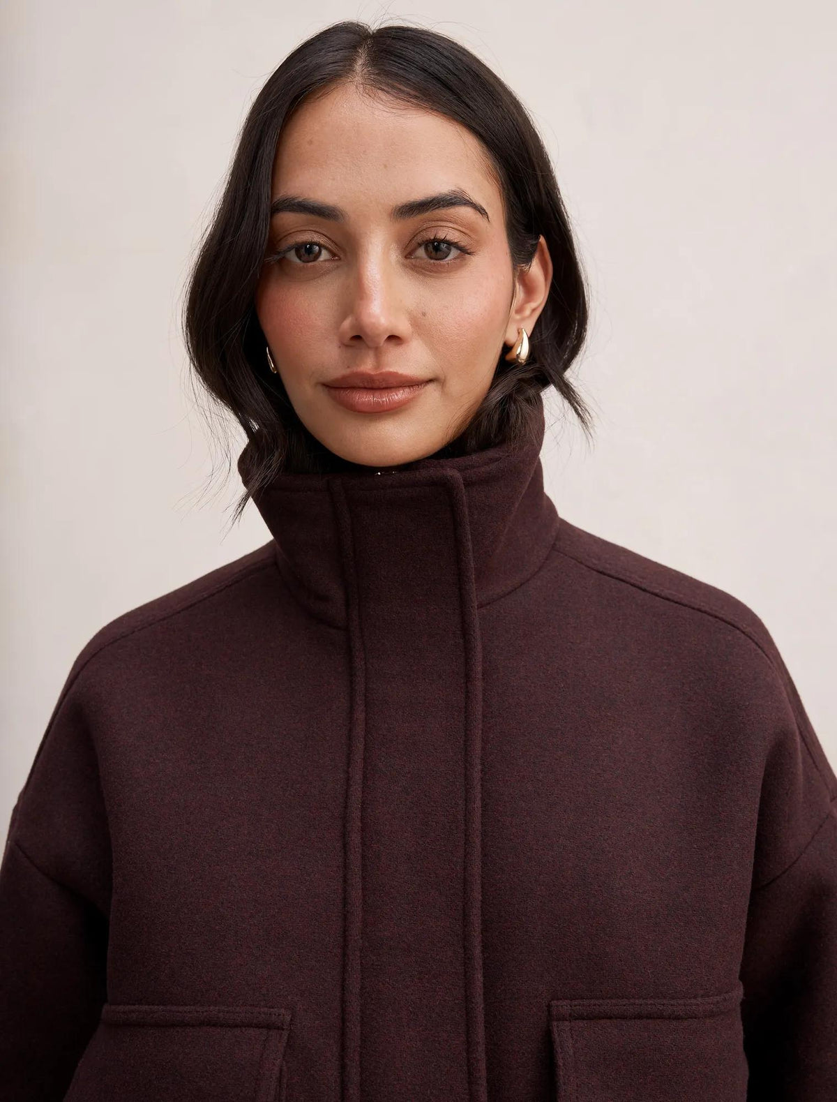 Quinn Funnel Neck Jacket Plum