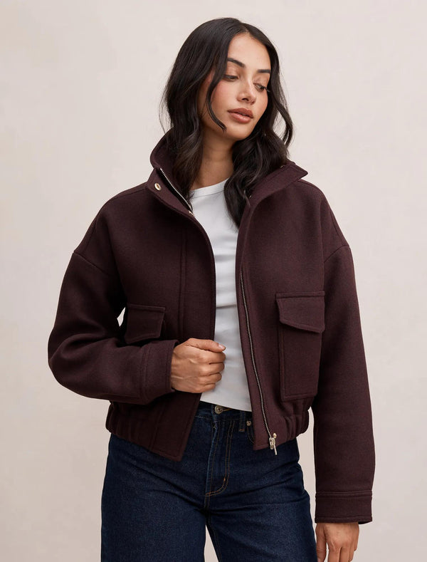 Quinn Funnel Neck Jacket Plum