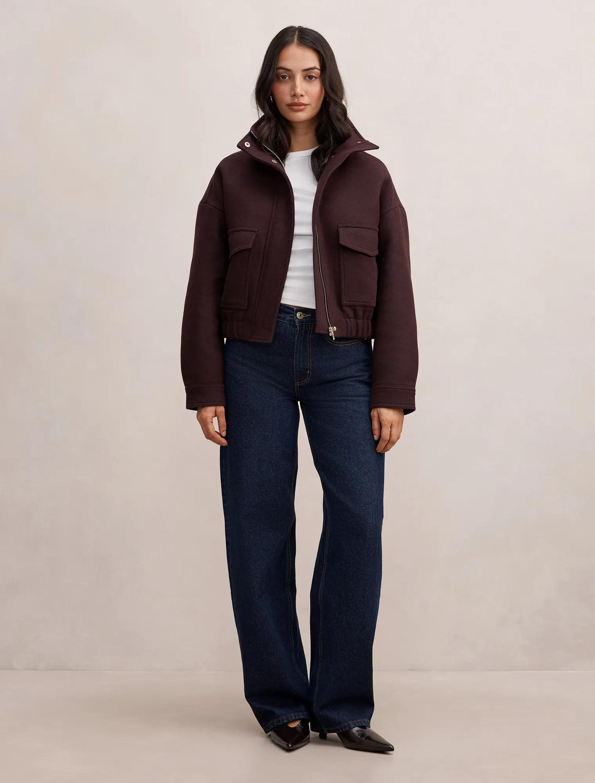Quinn Funnel Neck Jacket Plum