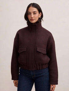Quinn Funnel Neck Jacket Plum
