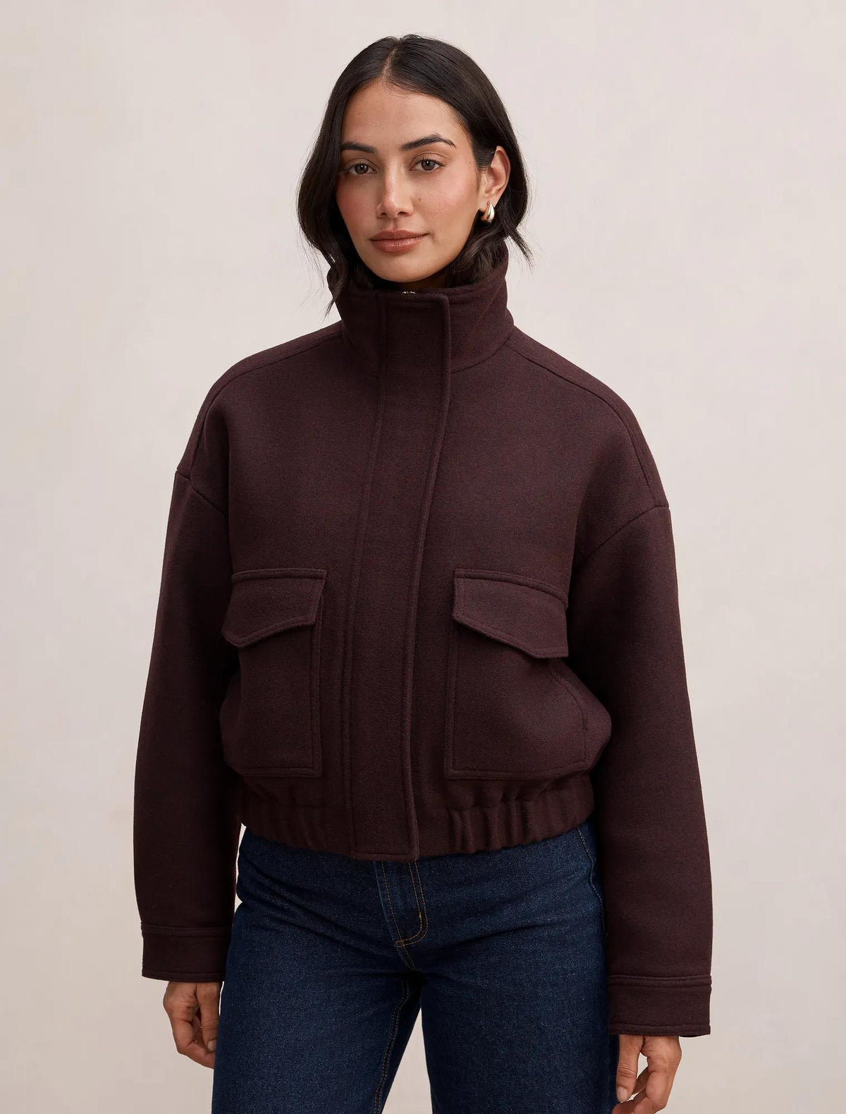 Quinn Funnel Neck Jacket Plum