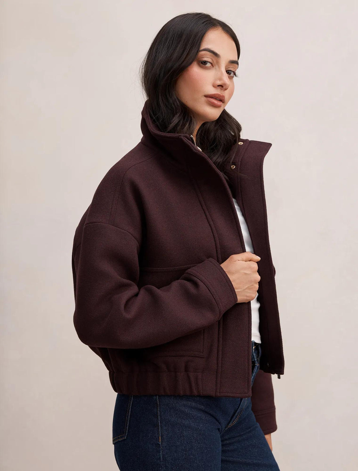 Quinn Funnel Neck Jacket Plum