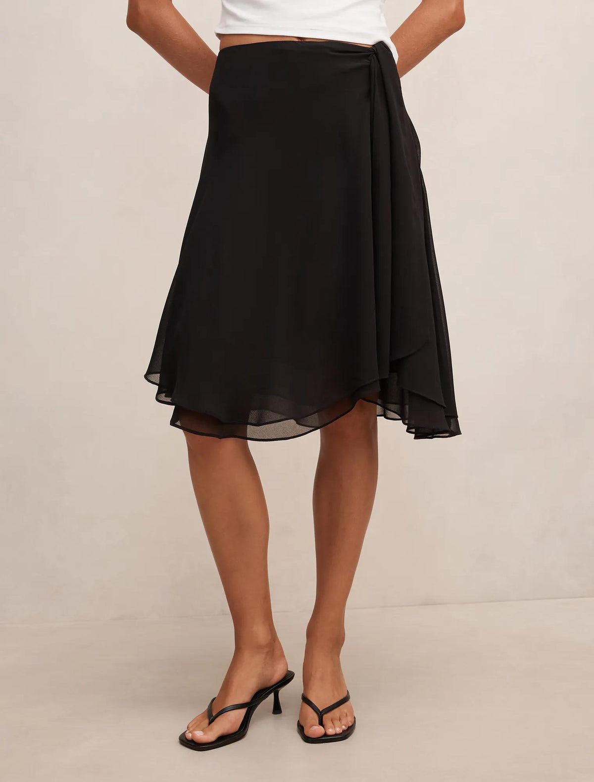 Rae Tie Midi Skirt Black