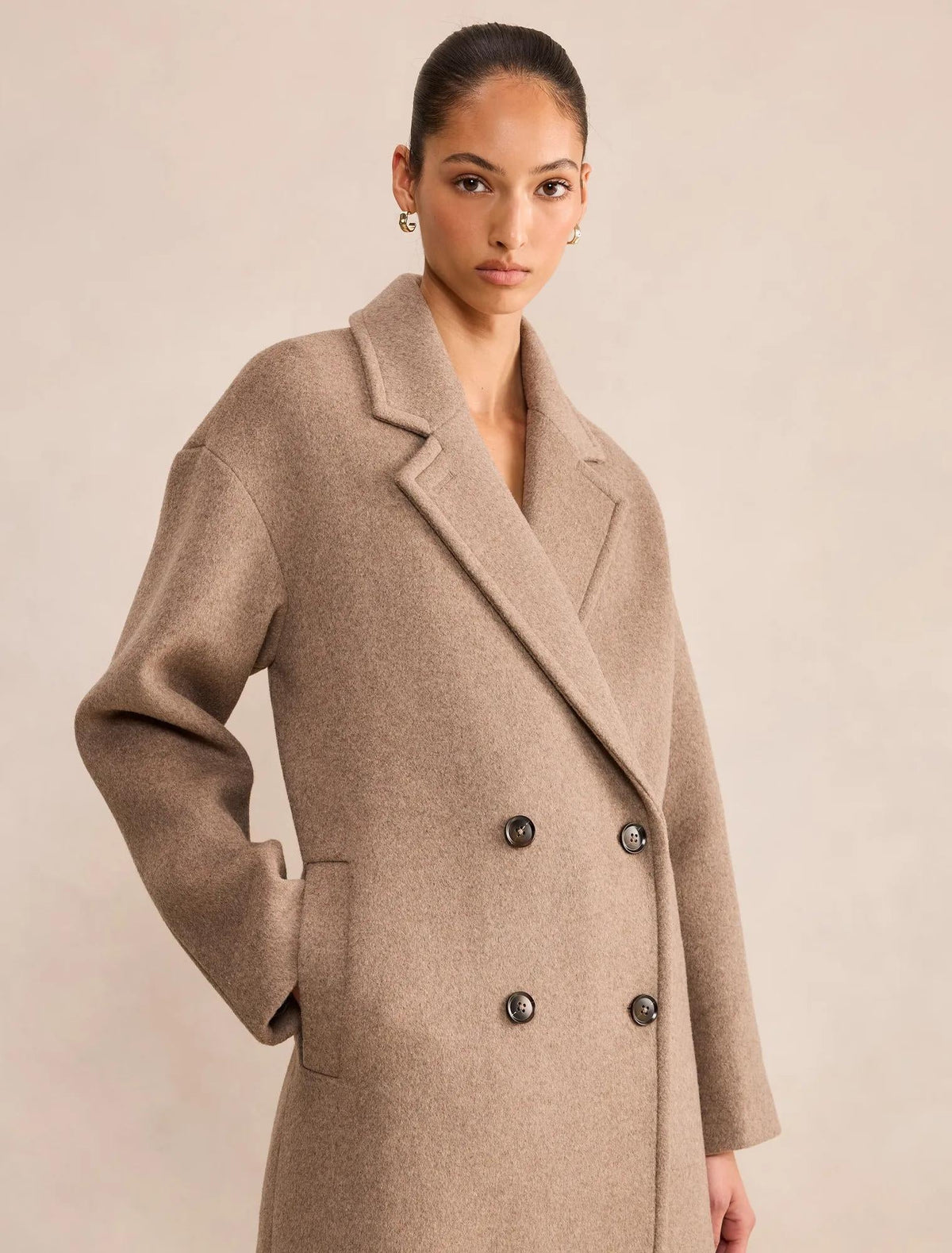 Lila Oversize Slouch Coat Mushroom Neutral