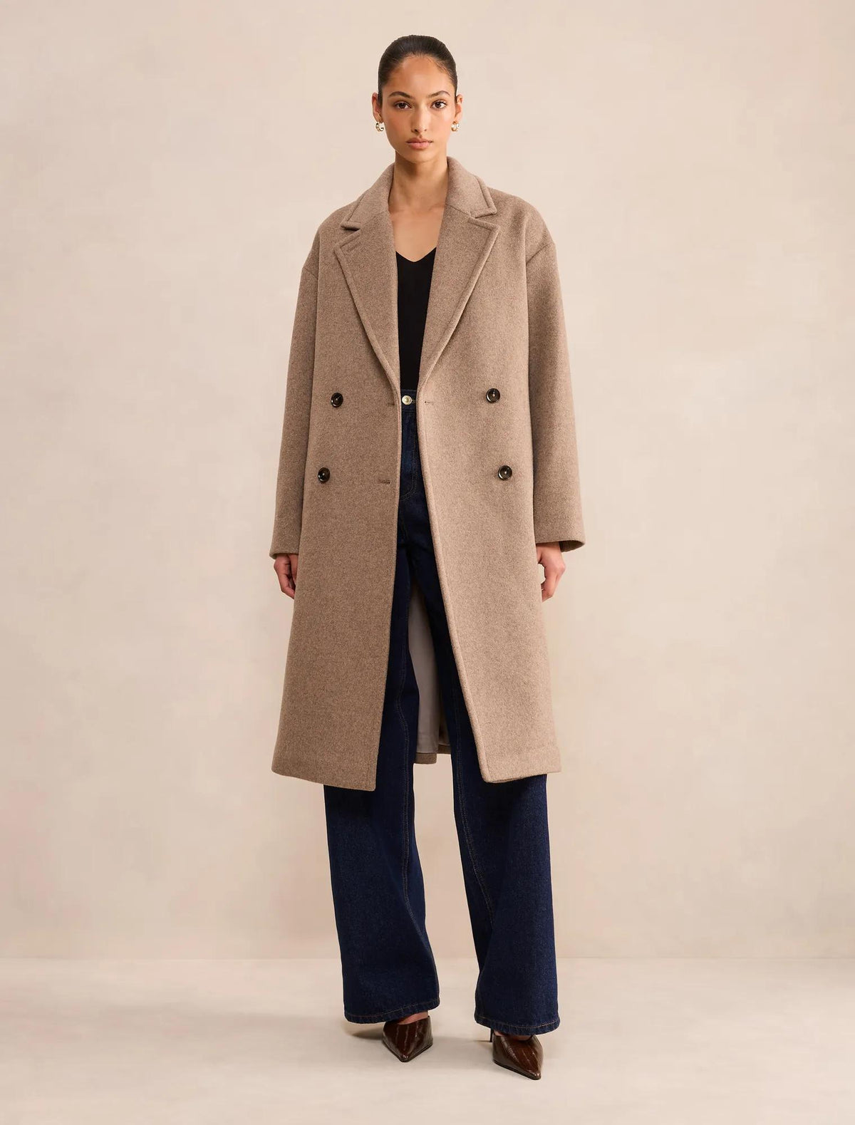 Lila Oversize Slouch Coat Mushroom Neutral