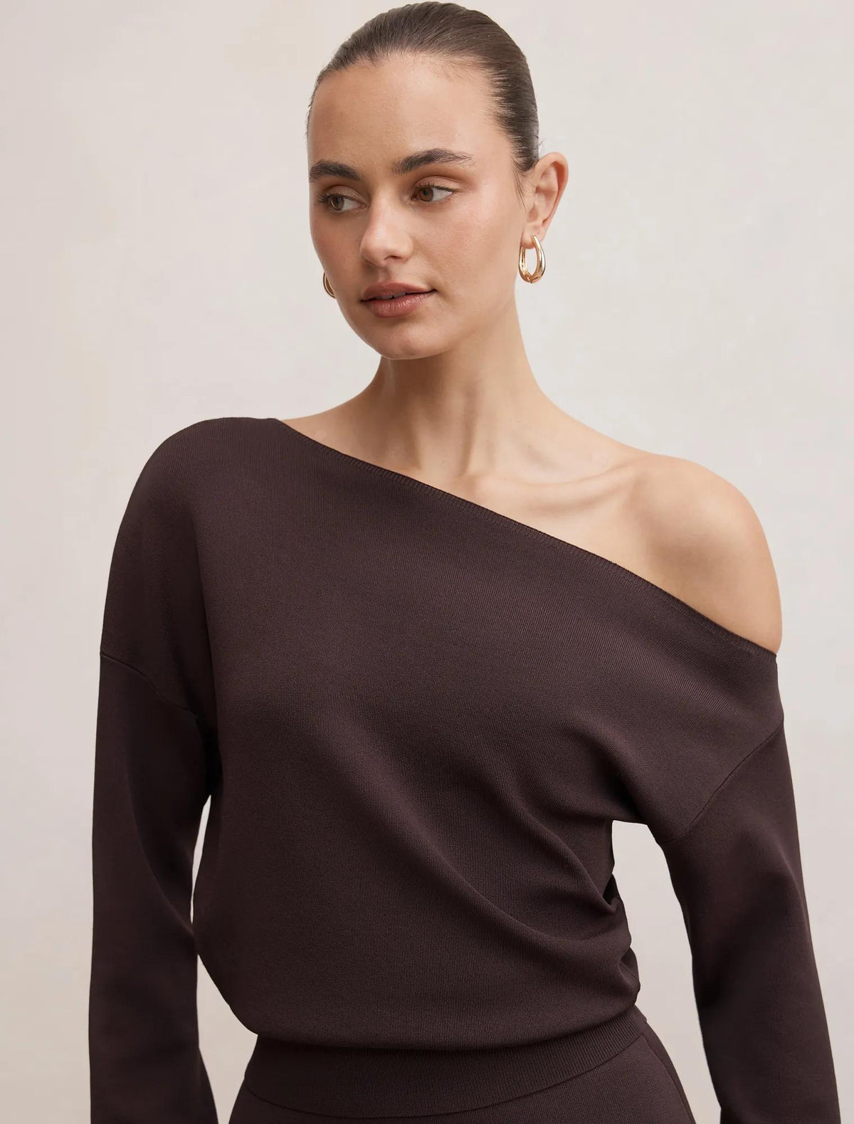 Ayva Asym Knit Top Chocolate Co-ord