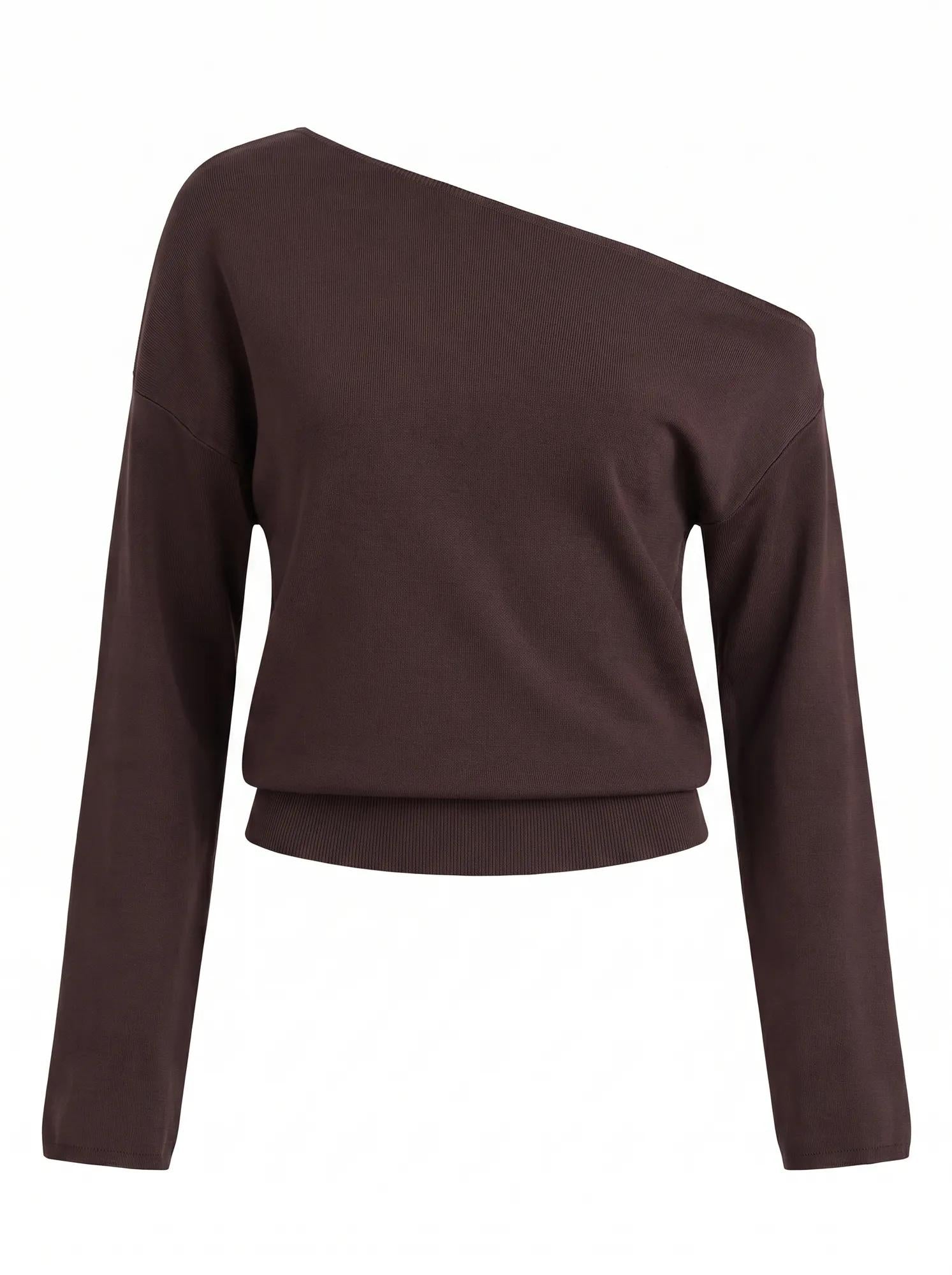 Ayva Asym Knit Top Chocolate Co-ord_mannequin