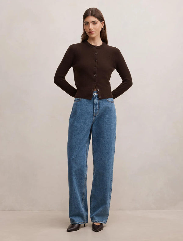 Haisley Merino Blend Knit Cardigan Chocolate