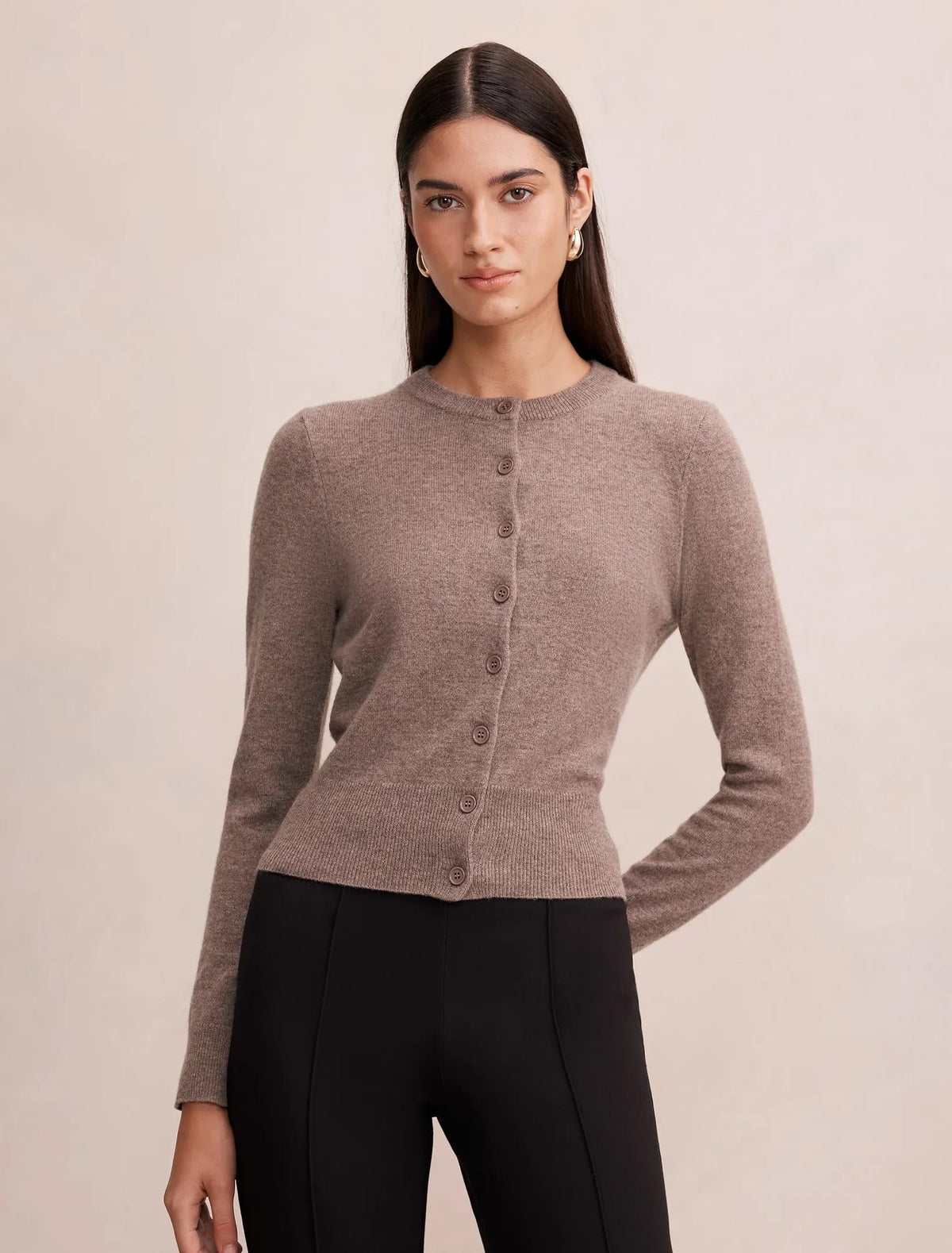 Haisley Merino Blend Knit Cardigan Mocha Brown