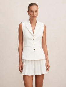 Lucy Sleeveless Blazer Mini Dress Porcelain