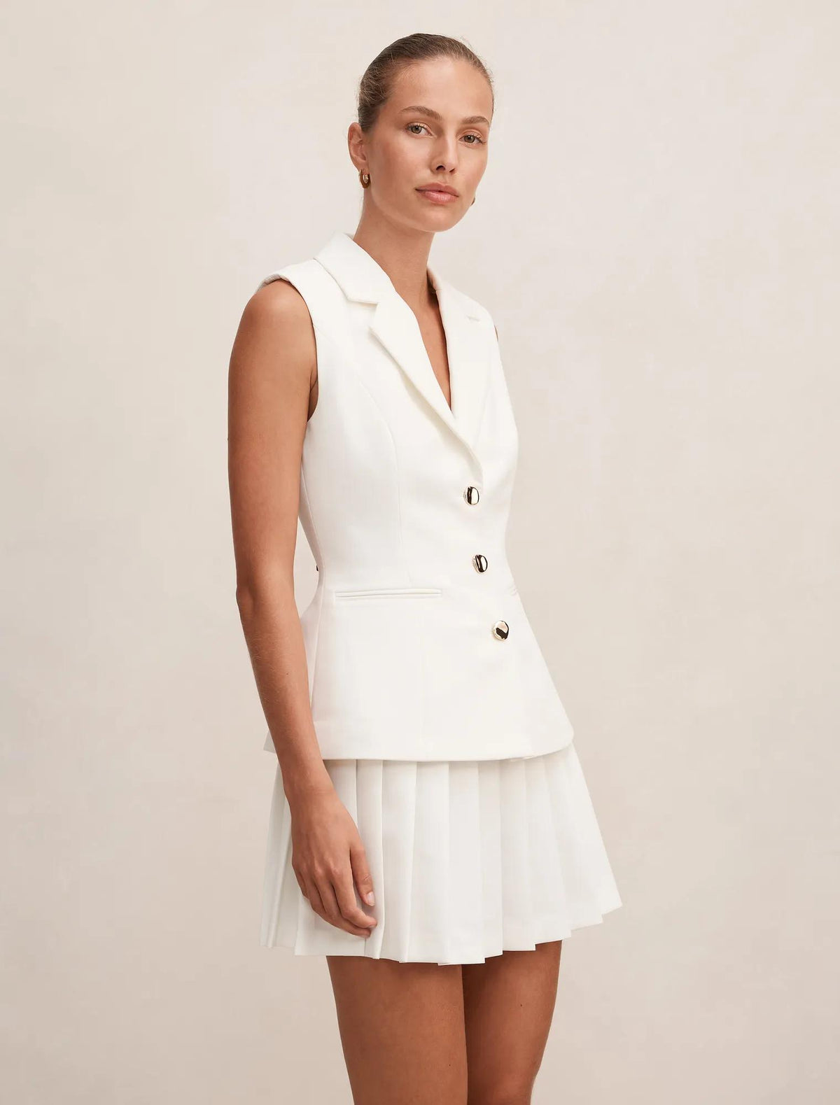 Lucy Sleeveless Blazer Mini Dress Porcelain