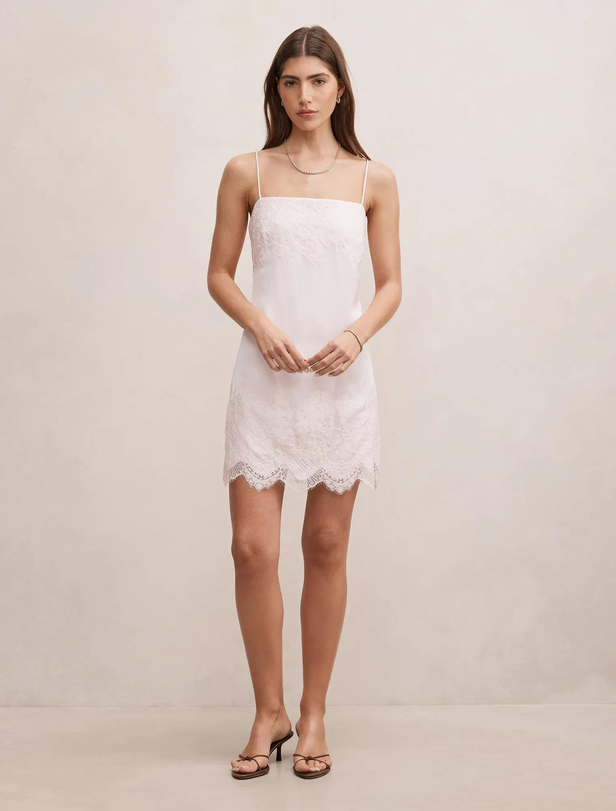 Haven Lace Trim Mini Dress Pink Whisper