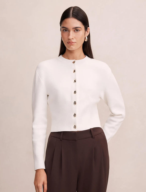 Kaia Deep Hem Cardigan Cream