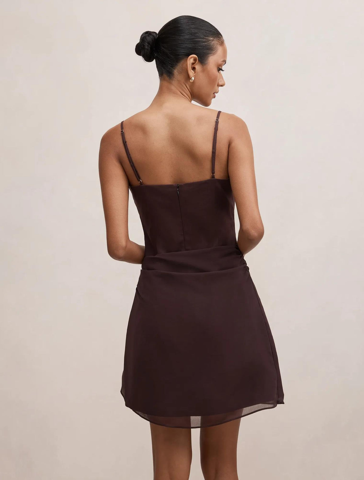 Sienna Petite Linen Sarong Mini Dress Chocolate