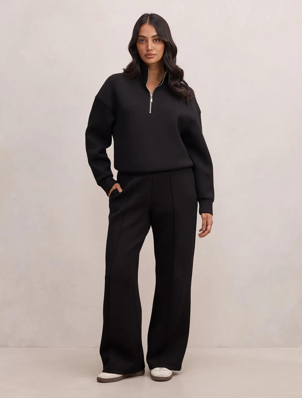 Hattie Zip Front Lounge Jumper Black