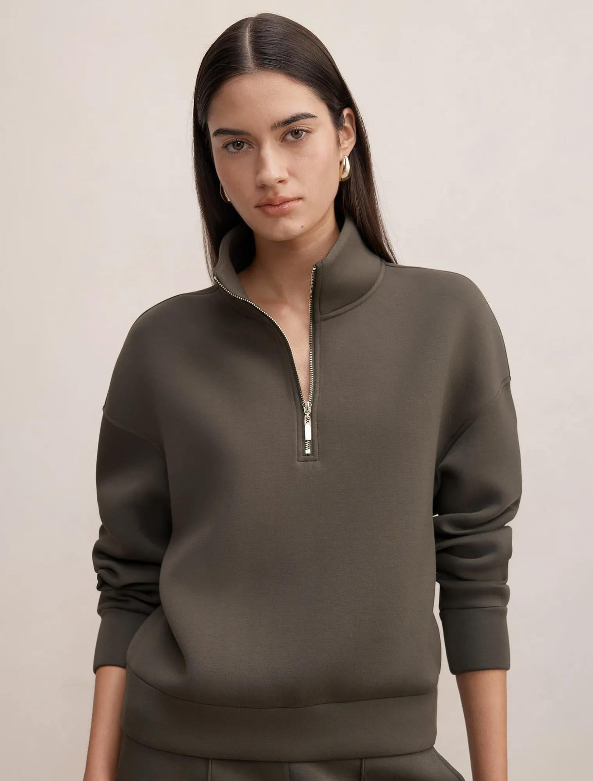Hattie Zip Front Lounge Jumper Sage Moss