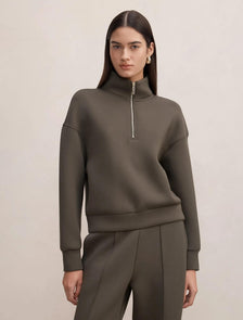 Hattie Zip Front Lounge Jumper Sage Moss